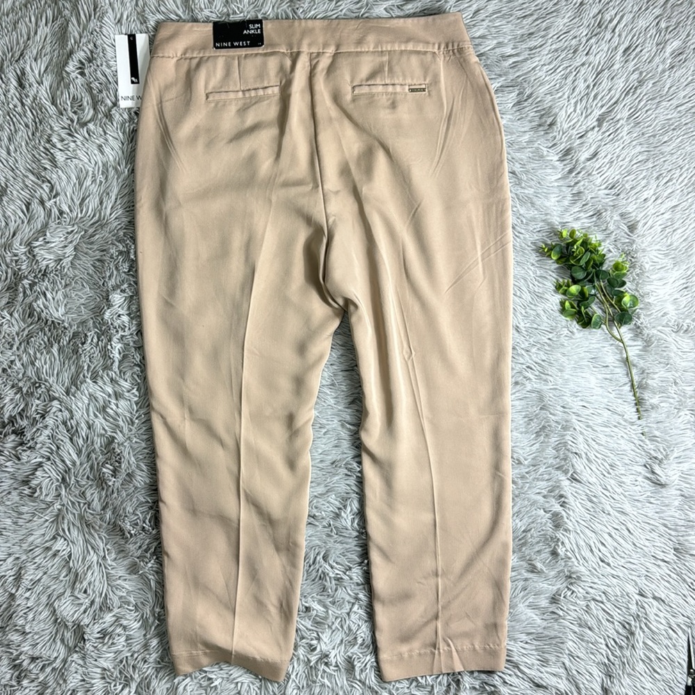 NWT nine west barley tan stretch ankle trousers size 14 - Picture 6 of 7